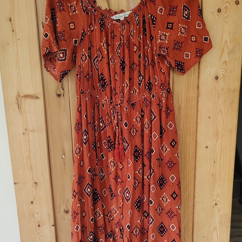 Bohemian Rust Maxi Dress